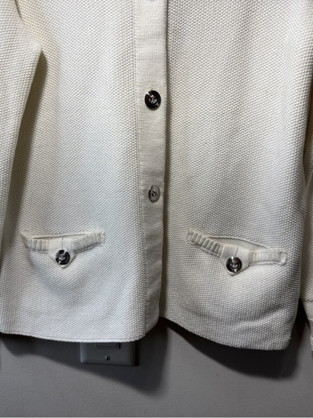 Saint James White Cotton Knit Cardigan Size 8 - Picture 3 of 11